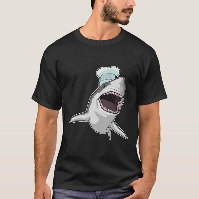 Haj som kock med kockmössa t shirt (Framsida)
