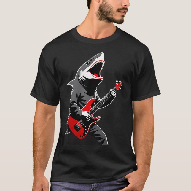 Haj som spelar gitarr t shirt (Framsida)