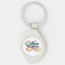 Haj sommar swirl silverfärgad nyckelring