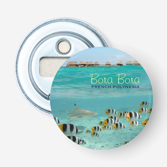 Haj under vattnet med Bora Bora-text Flasköppnare (Framsidan)