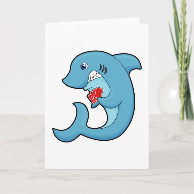 Haj vid poker med poker kort (Framsida)