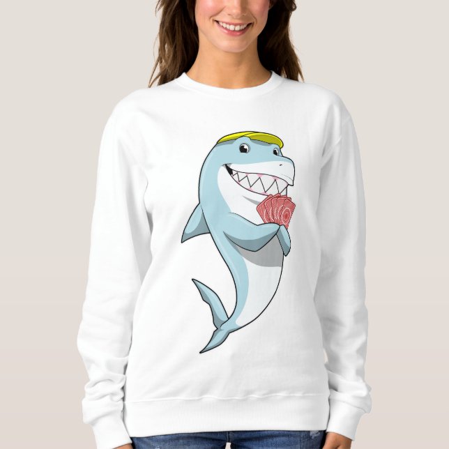 Haj vid poker med pokerkort t shirt (Framsida)