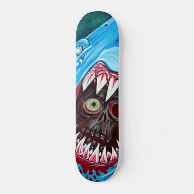 Haj VS Zombieskateboarden Skateboard Bräda 20 Cm (Framsida)