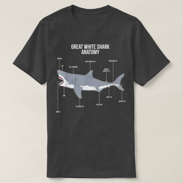 Hajanatomi Underbar vithaj Havsfisk T Shirt (Design framsida)
