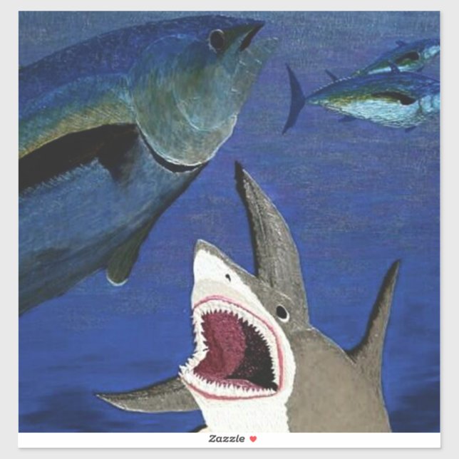 Hajangrepp på tonfiskdekal klistermärken (Ark)