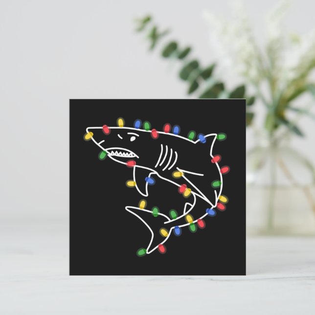 Hajar Älskar Träd Jul Xmas Husdjur Djur Haj  Julkort (Stående Fram)