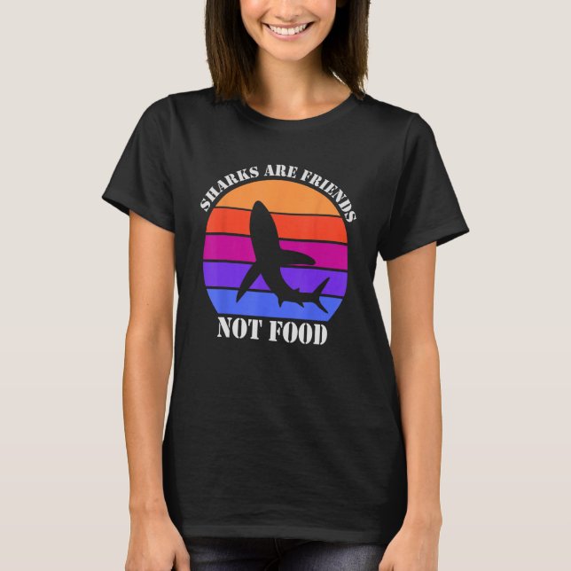 Hajar är vänner och inte mathaj, havshaj t shirt (Framsida)