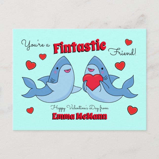 Hajar Cute Kids Classroom Valentine Card Vykort (Framsida)