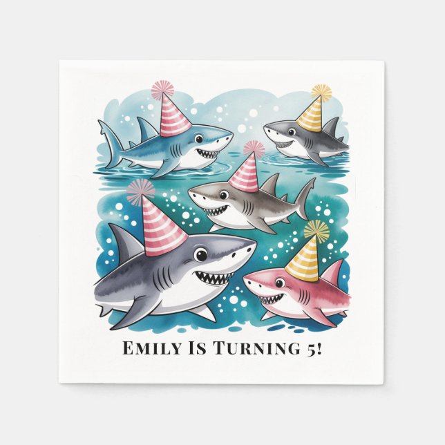 Hajar Cute under Sea Girl Födelsedagsfest Pappersservett (Framsidan)