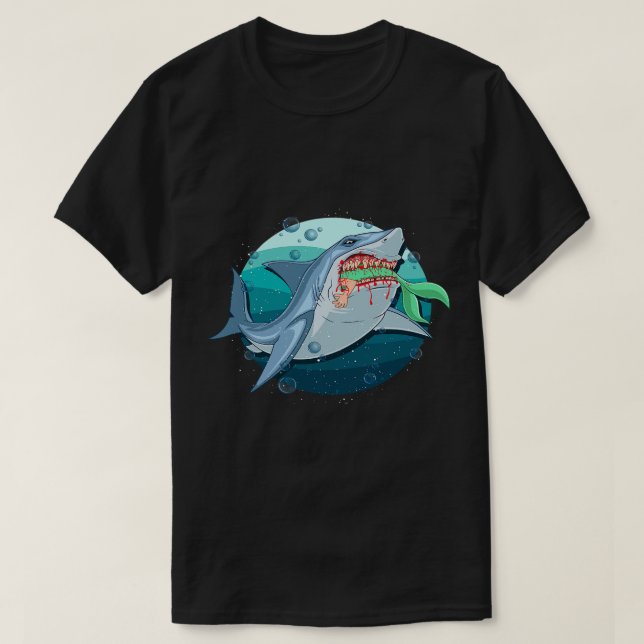 Hajar Eating Sjöjungfru Funny Mythical Creature Äl T Shirt (Design framsida)