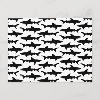 Hajar - Elegant Black and White Shark Mönster Vykort