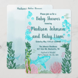 Hajar, hav, Sea Life Baby Shower-inbjudan Inbjudningar