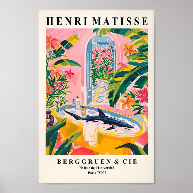 Hajar i Bathtub Art Print, underbart Beach House D Poster (Framsidan)