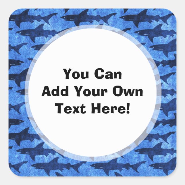 Hajar i djupa blåhavet fyrkantigt klistermärke (Framsida)