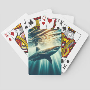 Hajar i djupblått hav och solljus casinokort