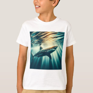 Hajar i djupblått hav och solljus t shirt