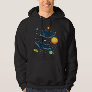 Hajar i Galaxy Funny Whale Shark Älskare Hoodie