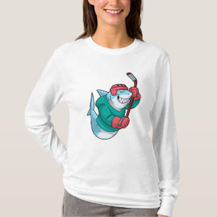 Hajar i Ice hockey med ishockey-klubba och hjälmet T Shirt