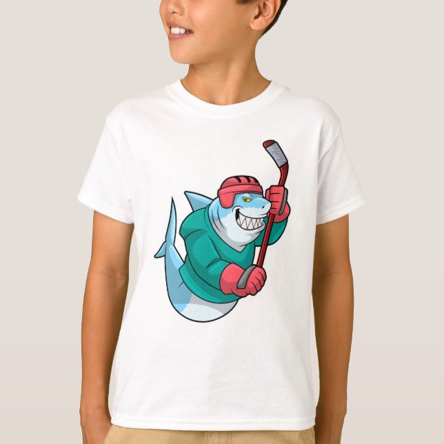 Hajar i Ice hockey med ishockey-klubba och hjälmet T Shirt (Framsida)