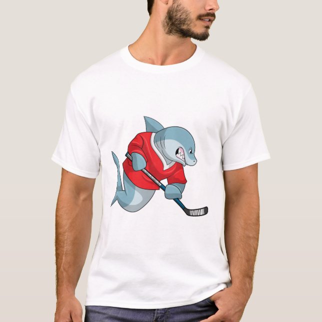 Hajar i Ice hockey med ishockeyklubba T Shirt (Framsida)