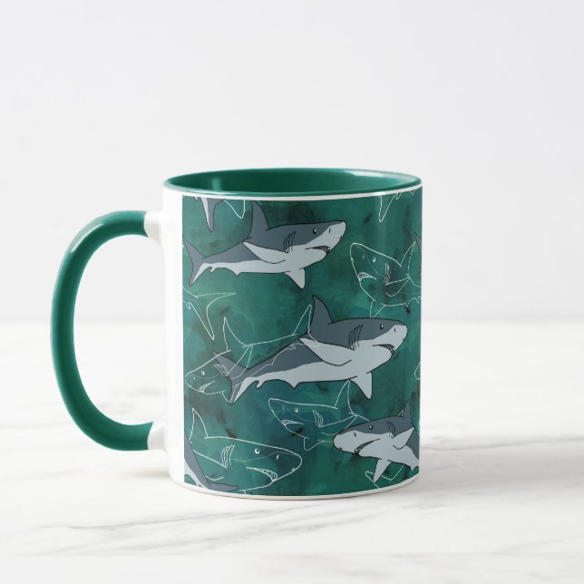 Hajar, marina, havet, fisk, rovdjur, djur, käkar, mugg (Vänster)