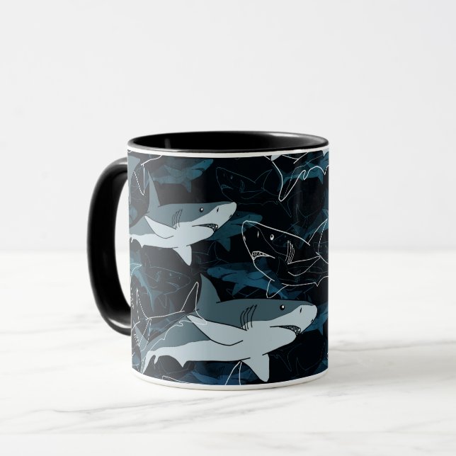 Hajar, marina, havet, fisk, rovdjur, djur, käkar,  mugg (Framsida vänster)