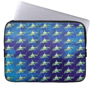 Hajar, mönster blå laptop sleeve