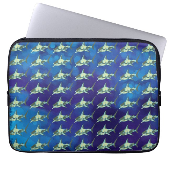 Hajar, mönster blå laptop sleeve (Framsidan)