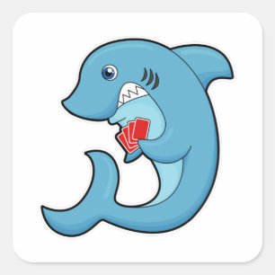 Hajar på Poker med Poker-kort Fyrkantigt Klistermärke
