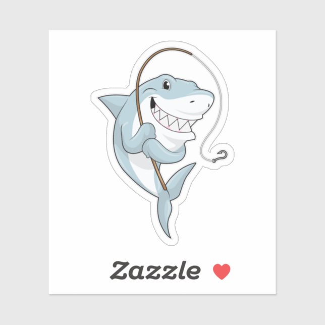 Hajar som Fisher med fiskspole Klistermärken (Ark)