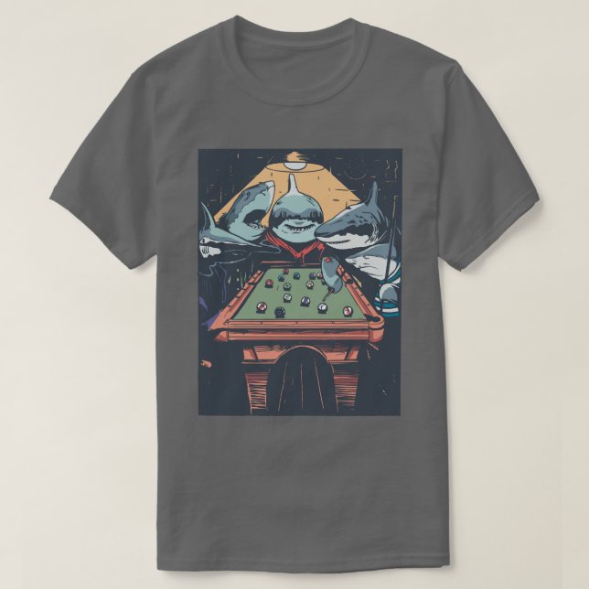 Hajar som spelar Bassäng Billard Pullover T Shirt (Design framsida)