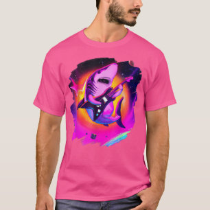 Hajar som spelar Guitar i Space Rymden-hajar T Shirt
