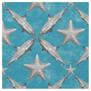 Hajar Starfish Ocean Life Nautical Coastal Blue Tyg