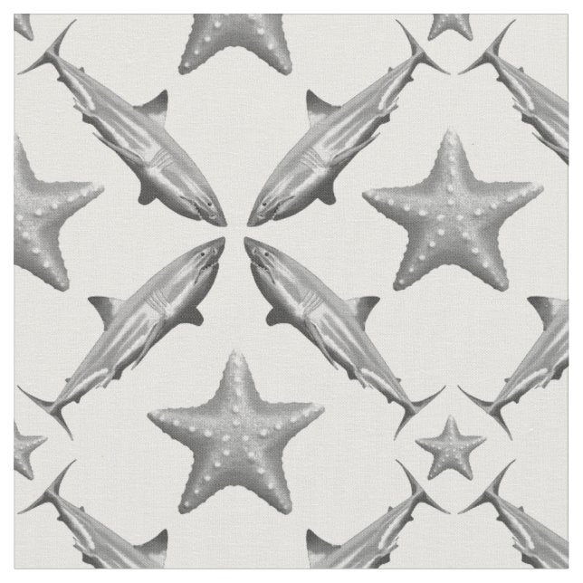 Hajar Starfish Ocean Life Nautical Coastal  Tyg (Närbild)