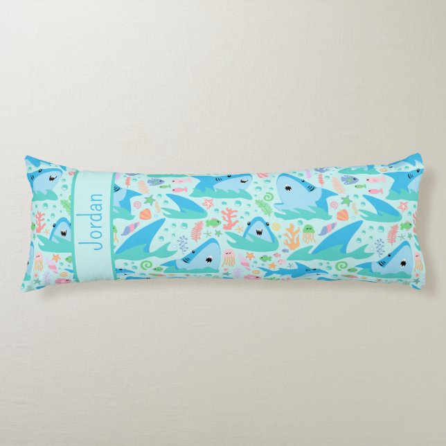 Hajar under havets utlopp Personlig Mönster Kroppskudde (Framsidan)