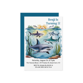 Hajar under Sea Boy Birthday Inbjudningar