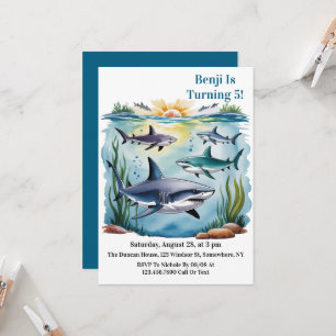 Hajar under Sea Boy Birthday Inbjudningar