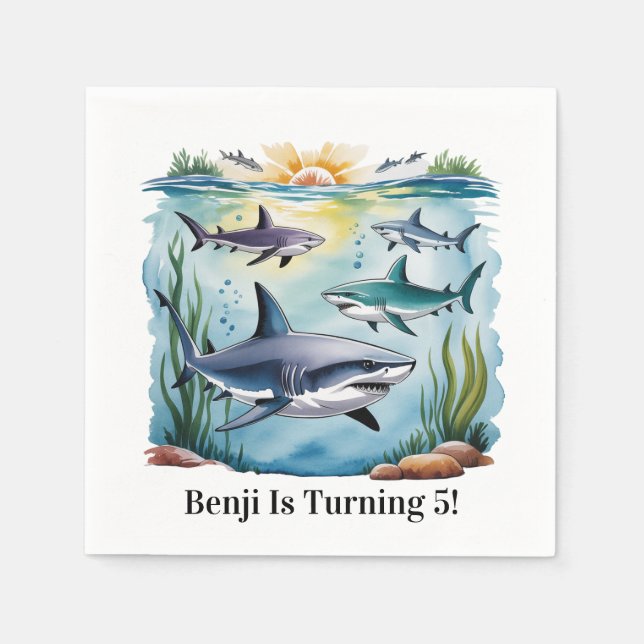 Hajar under Sea Boy Birthday Pappersservett (Framsidan)
