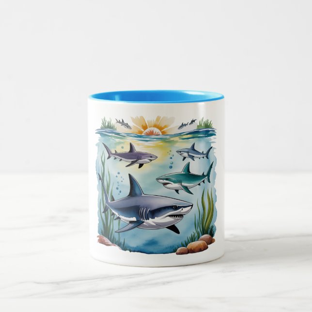 Hajar under Sea Boy Birthday Två-Tonad Mugg (Center)