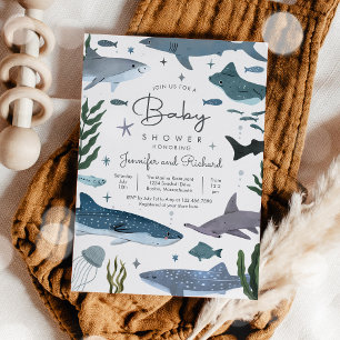Hajar under Sea Ocean Animals Baby Shower Inbjudningar