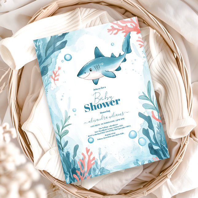 Hajar under Sea Ocean Animals Baby Shower Inbjudningar (Skapare uppladdad)