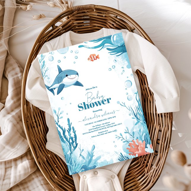 Hajar under Sea Ocean Animals Baby Shower Inbjudningar (Skapare uppladdad)