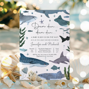 Hajar under Sea Ocean Animals Baby Shower Inbjudningar