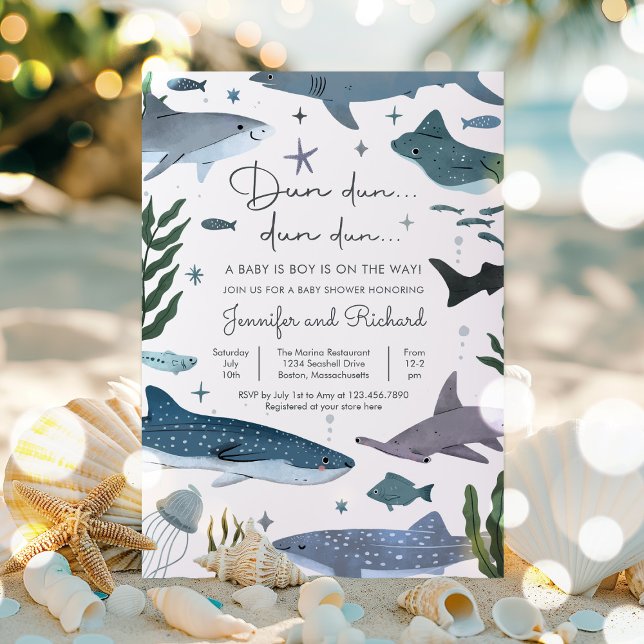 Hajar under Sea Ocean Animals Baby Shower Inbjudningar (Skapare uppladdad)