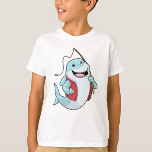 Hajar vid fiske med fiskstav t shirt