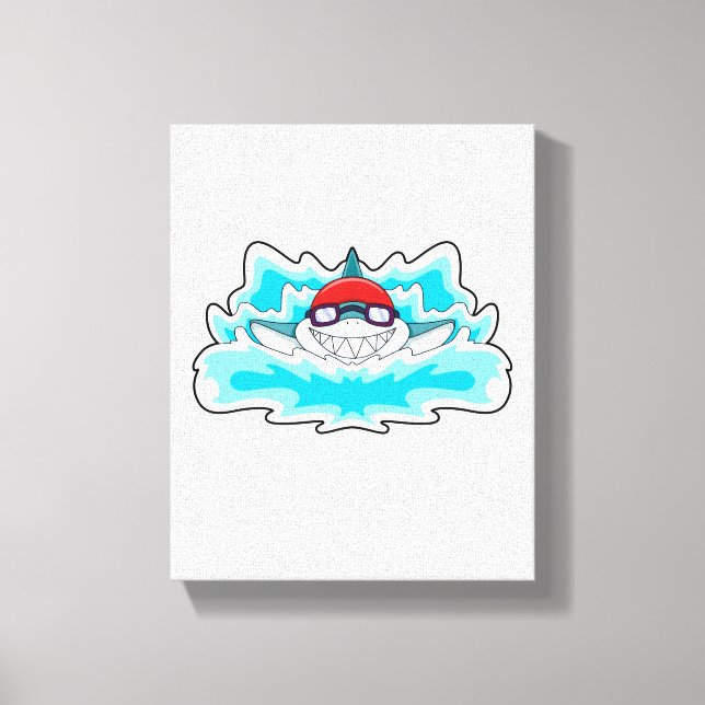 Hajar vid simning med simmande glasögon canvastryck (Framsida)