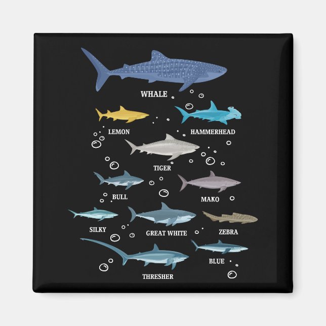 Hajarter Hajs Ansikte marina biologi Magnet (Framsidan)