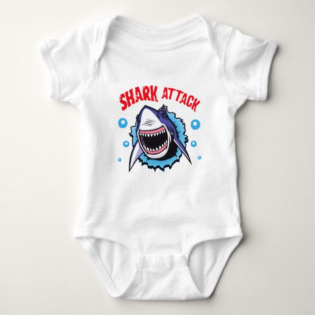 Hajattack bodysuite Shark bita baby shirt T Shirt (Framsida)