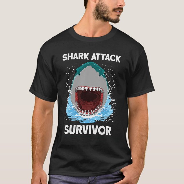 hajattack, överlevande haj t shirt (Framsida)