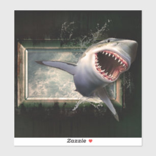 Hajattack som flyter ut ur vatten 3d stil klistermärken